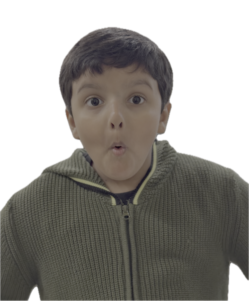 Aariz making a playful surprised expression